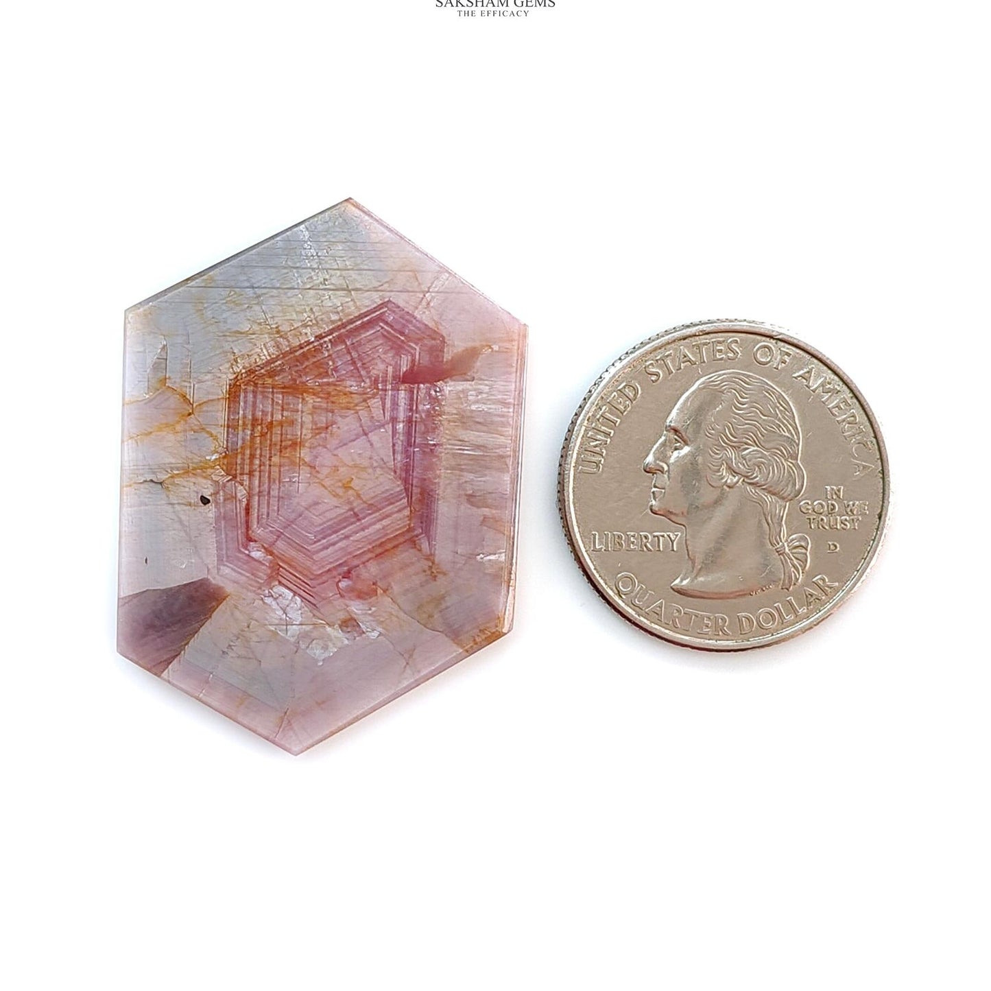 Rosemary Pink Sapphire Flat Slices: Natural Untreated Sheen Sapphire Gemstone Hexagon Shape 1pc for Jewelry September Birthstone