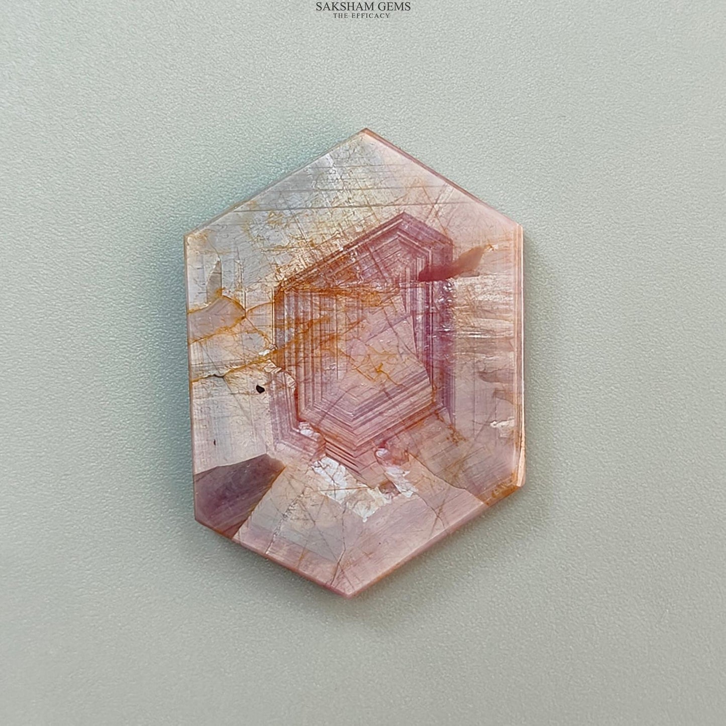 Rosemary Pink Sapphire Flat Slices: Natural Untreated Sheen Sapphire Gemstone Hexagon Shape 1pc for Jewelry September Birthstone