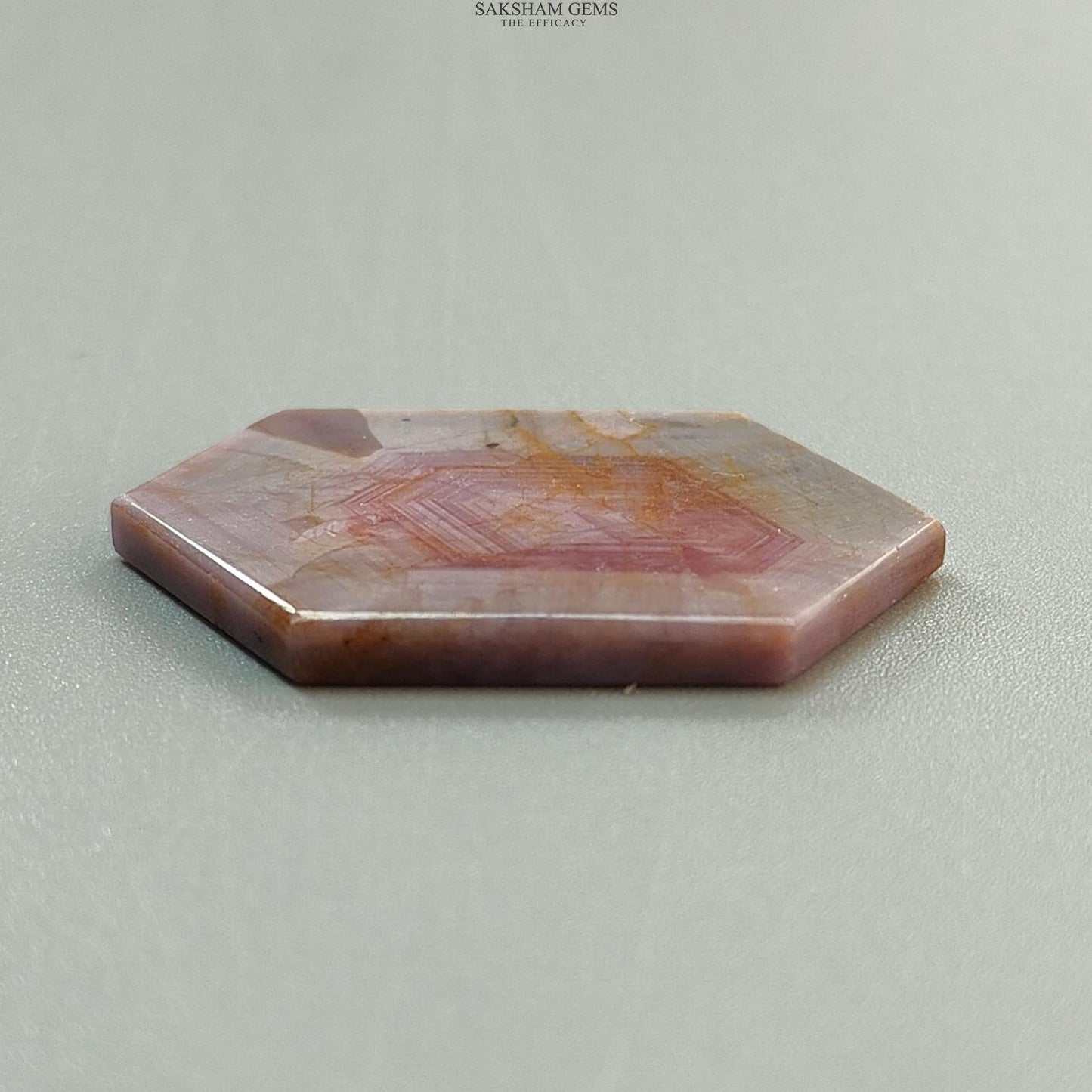 Rosemary Pink Sapphire Flat Slices: Natural Untreated Sheen Sapphire Gemstone Hexagon Shape 1pc for Jewelry September Birthstone