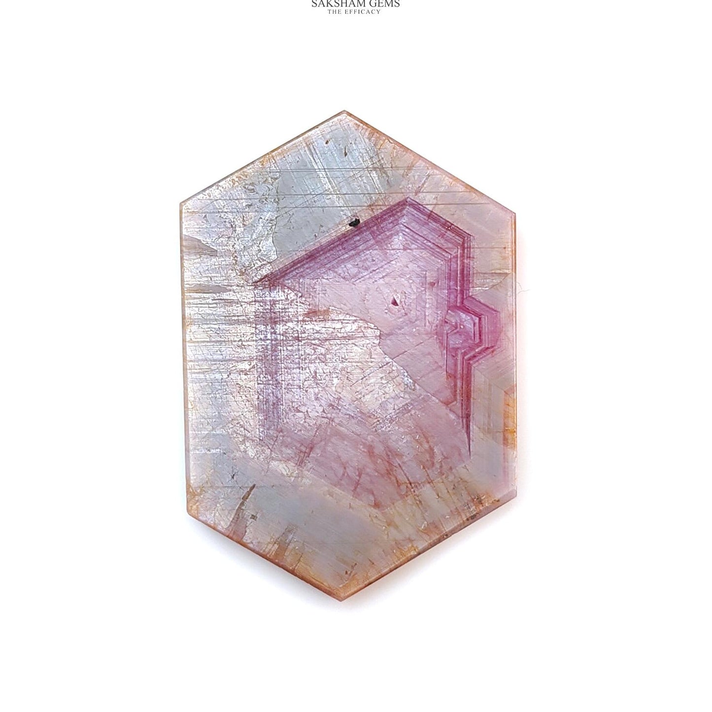 Rosemary Pink Sapphire Flat Slices: Natural Untreated Sheen Sapphire Gemstone Hexagon Shape 1pc for Jewelry September Birthstone