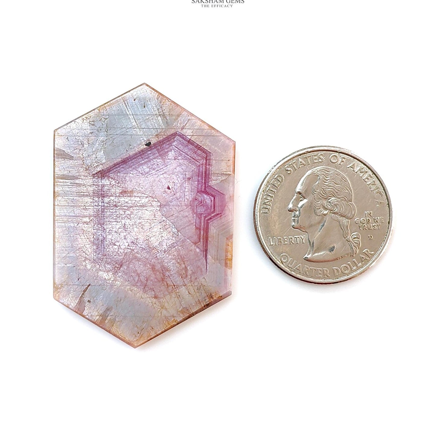 Rosemary Pink Sapphire Flat Slices: Natural Untreated Sheen Sapphire Gemstone Hexagon Shape 1pc for Jewelry September Birthstone