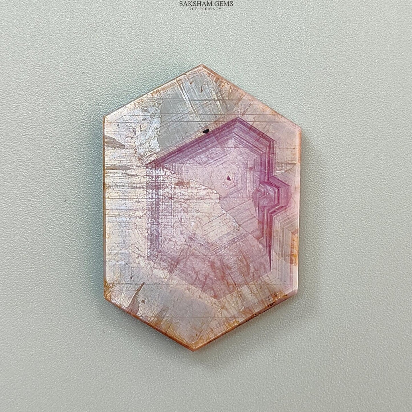 Rosemary Pink Sapphire Flat Slices: Natural Untreated Sheen Sapphire Gemstone Hexagon Shape 1pc for Jewelry September Birthstone