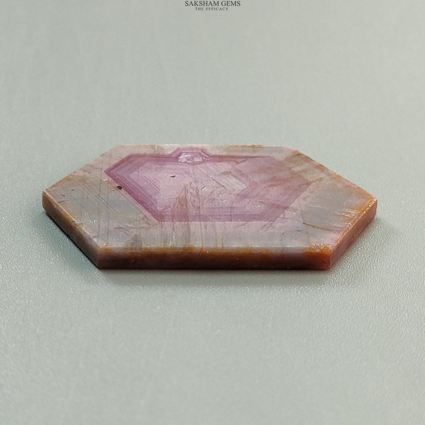 Rosemary Pink Sapphire Flat Slices: Natural Untreated Sheen Sapphire Gemstone Hexagon Shape 1pc for Jewelry September Birthstone