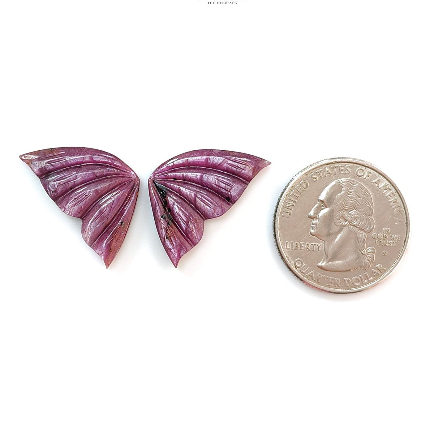 Multi Sapphire Gemstone Carving: Natural Untreated Pink Sapphire Hand Carved Butterfly Pair for Jewelry September Birthstone