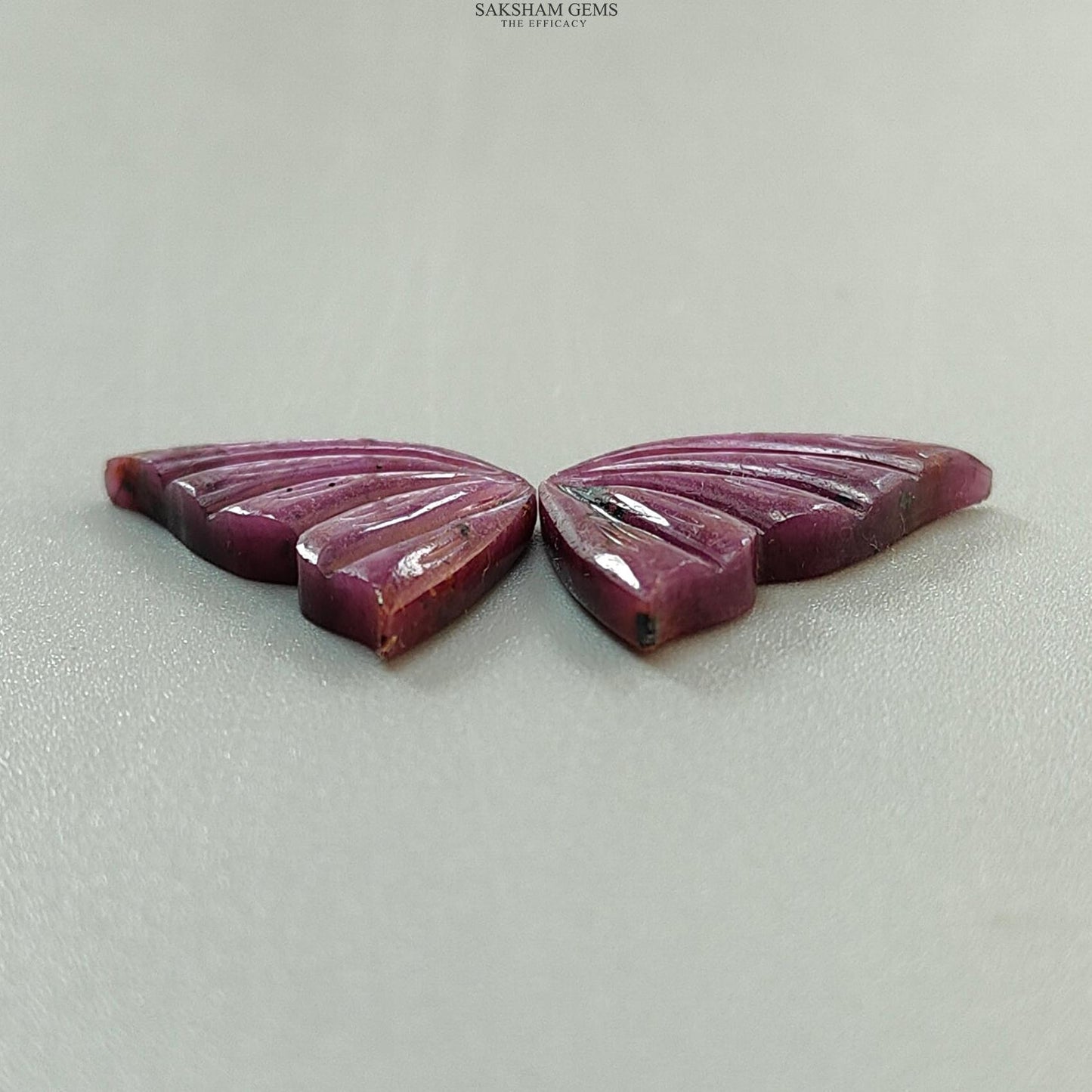 Multi Sapphire Gemstone Carving: Natural Untreated Pink Sapphire Hand Carved Butterfly Pair for Jewelry September Birthstone