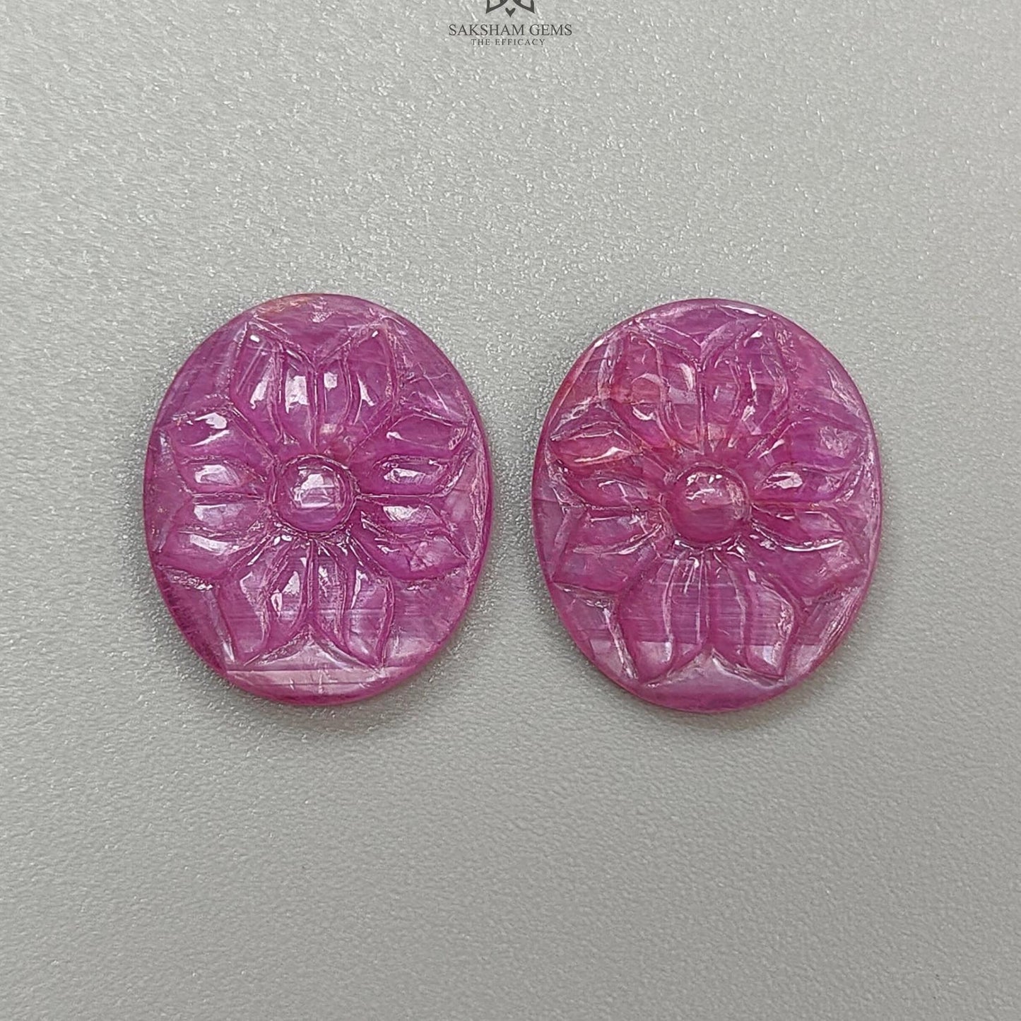 Pink Sapphire Gemstone Carving : 19.50Cts Natural Untreated Hand Carved Oval Shape 19*16.5mm