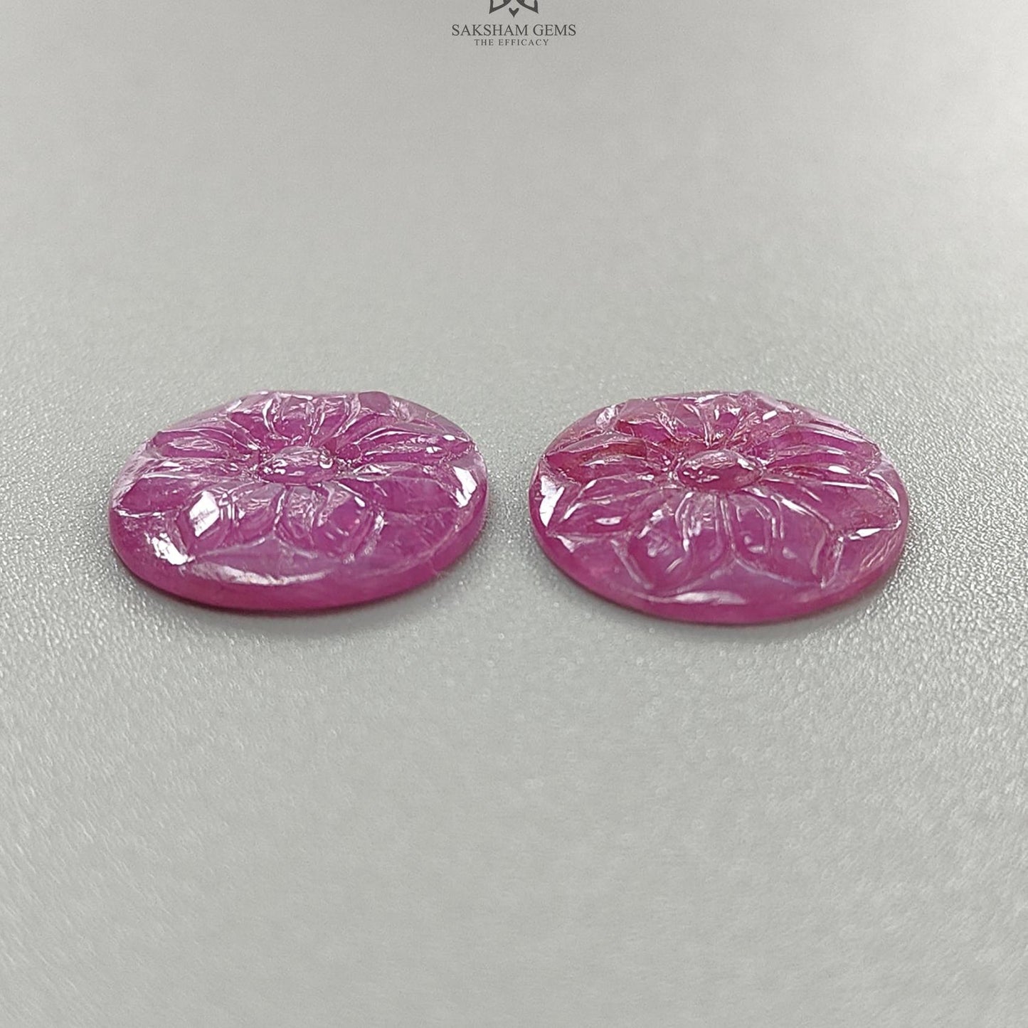 Pink Sapphire Gemstone Carving : 19.50Cts Natural Untreated Hand Carved Oval Shape 19*16.5mm