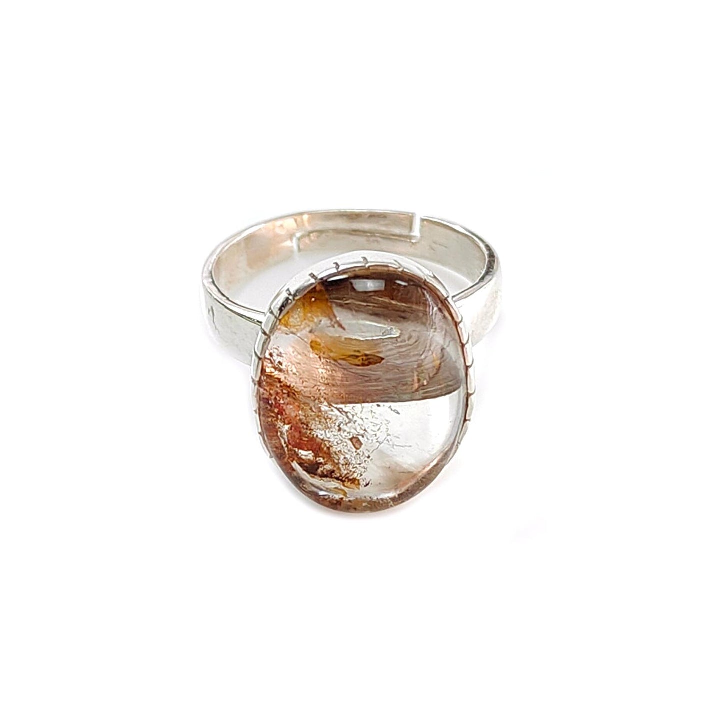 Amethyst Plain Silver Ring: 5.91gms Natural Untreated Super Seven Amethyst Fancy Shape Plain 925 Sterling Silver Bezel Set Adjustable Ring