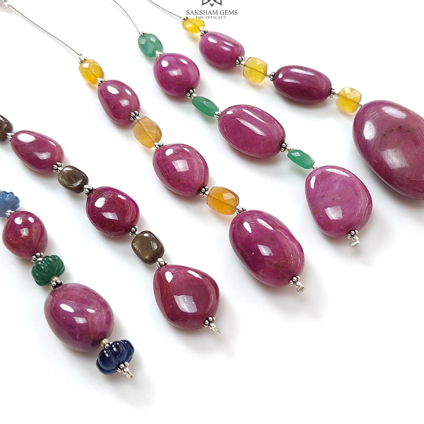 Ruby Sapphire Quartz Opal Loose Beads : Natural Untreated Ruby Blue Sapphire Yellow Opal Green Quartz Plain Carved Melon Uneven Tumble Beads