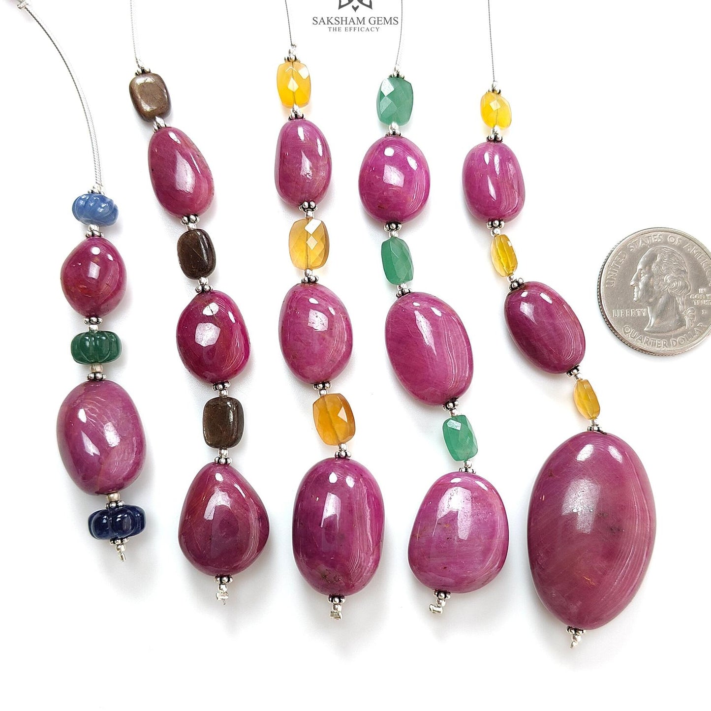 Ruby Sapphire Quartz Opal Loose Beads : Natural Untreated Ruby Blue Sapphire Yellow Opal Green Quartz Plain Carved Melon Uneven Tumble Beads