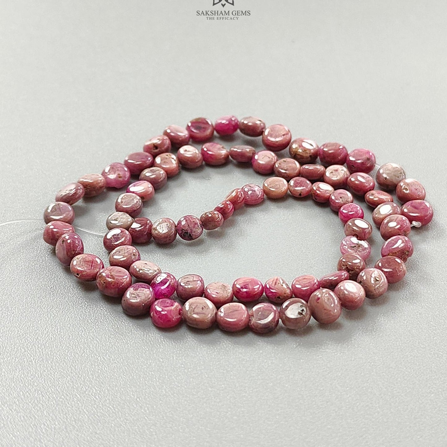 Red Ruby Plain Loose Beads: 47.80cts Natural Untreated Red Ruby Cabochon Round Beads For Jewelry 4mm - 5mm 12"