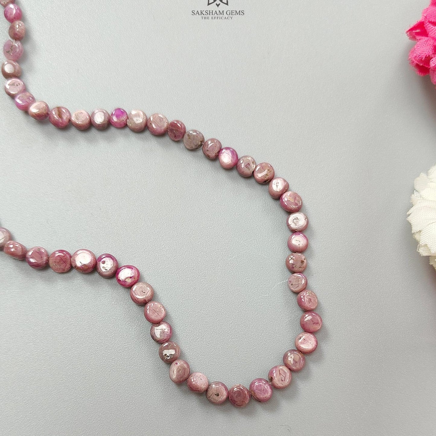 Red Ruby Plain Loose Beads: 47.80cts Natural Untreated Red Ruby Cabochon Round Beads For Jewelry 4mm - 5mm 12"