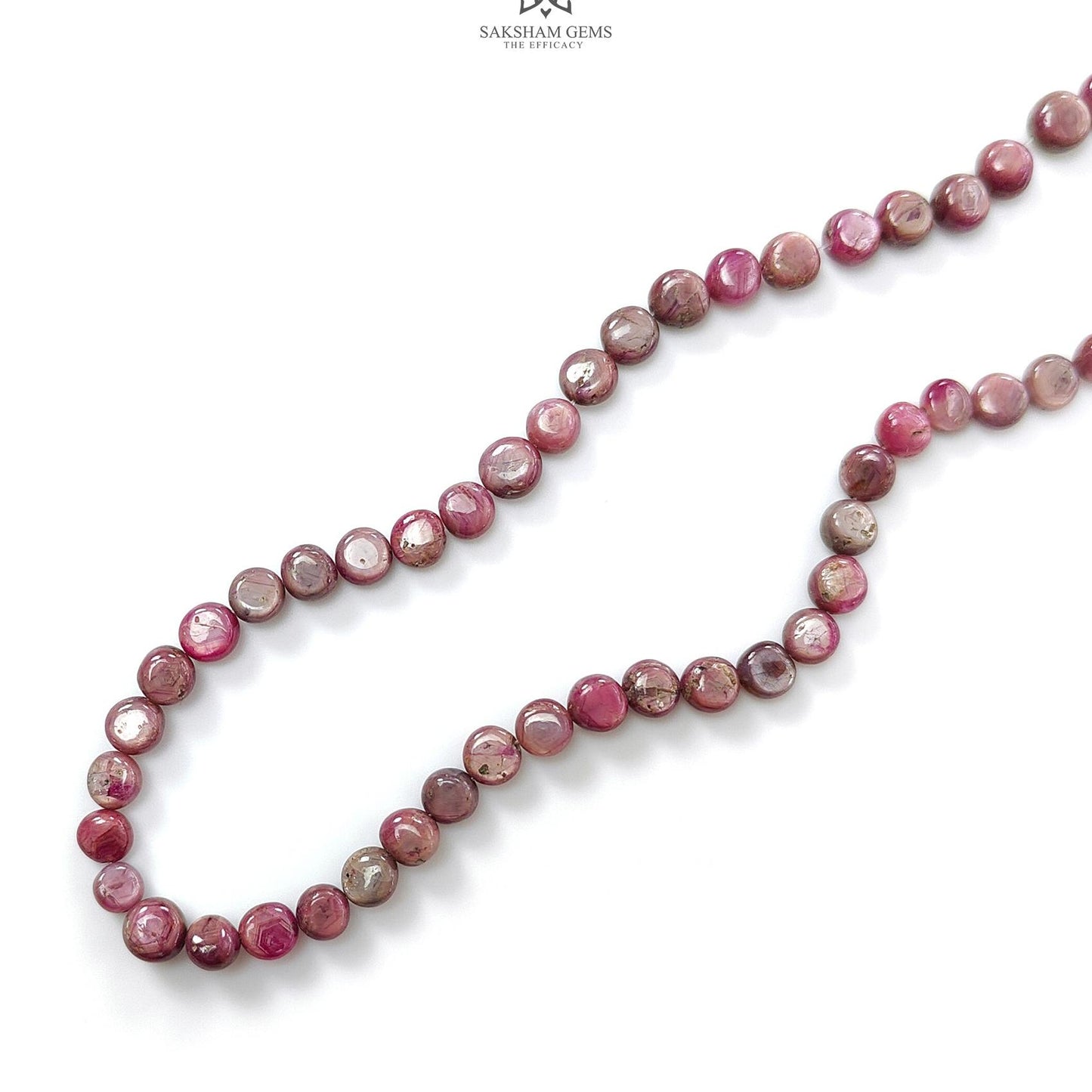 Red Ruby Plain Loose Beads: 71.40cts Natural Untreated Red Ruby Cabochon Round Beads For Jewelry 5mm - 6mm 13"
