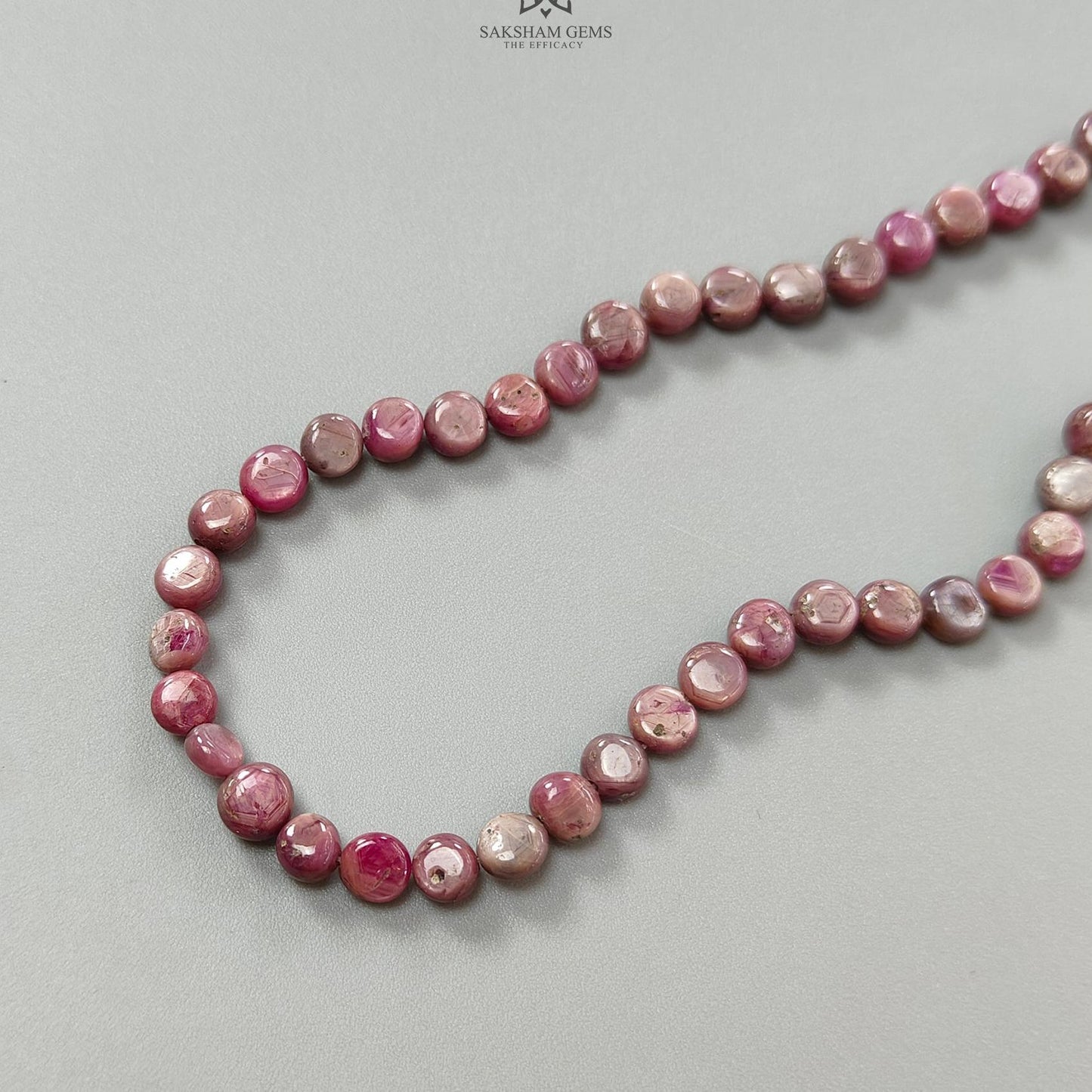 Red Ruby Plain Loose Beads: 71.40cts Natural Untreated Red Ruby Cabochon Round Beads For Jewelry 5mm - 6mm 13"