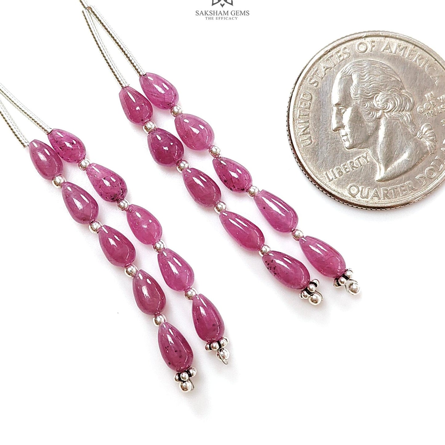 Purple Ruby Plain Loose Beads: 25.40cts Natural Untreated Ruby Cabochon Teardrops Plain Beads For Jewelry 6mm 1.50" 1 Strand