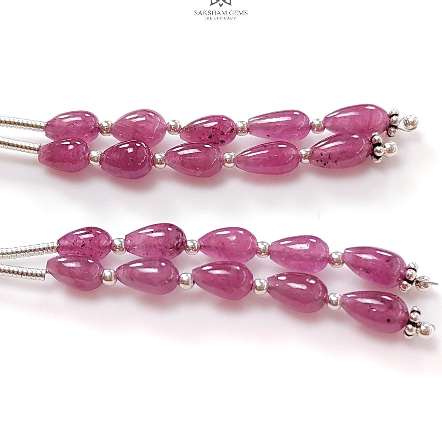 Purple Ruby Plain Loose Beads: 25.40cts Natural Untreated Ruby Cabochon Teardrops Plain Beads For Jewelry 6mm 1.50" 1 Strand