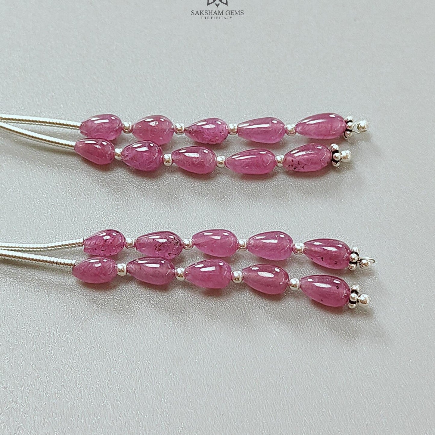 Purple Ruby Plain Loose Beads: 25.40cts Natural Untreated Ruby Cabochon Teardrops Plain Beads For Jewelry 6mm 1.50" 1 Strand