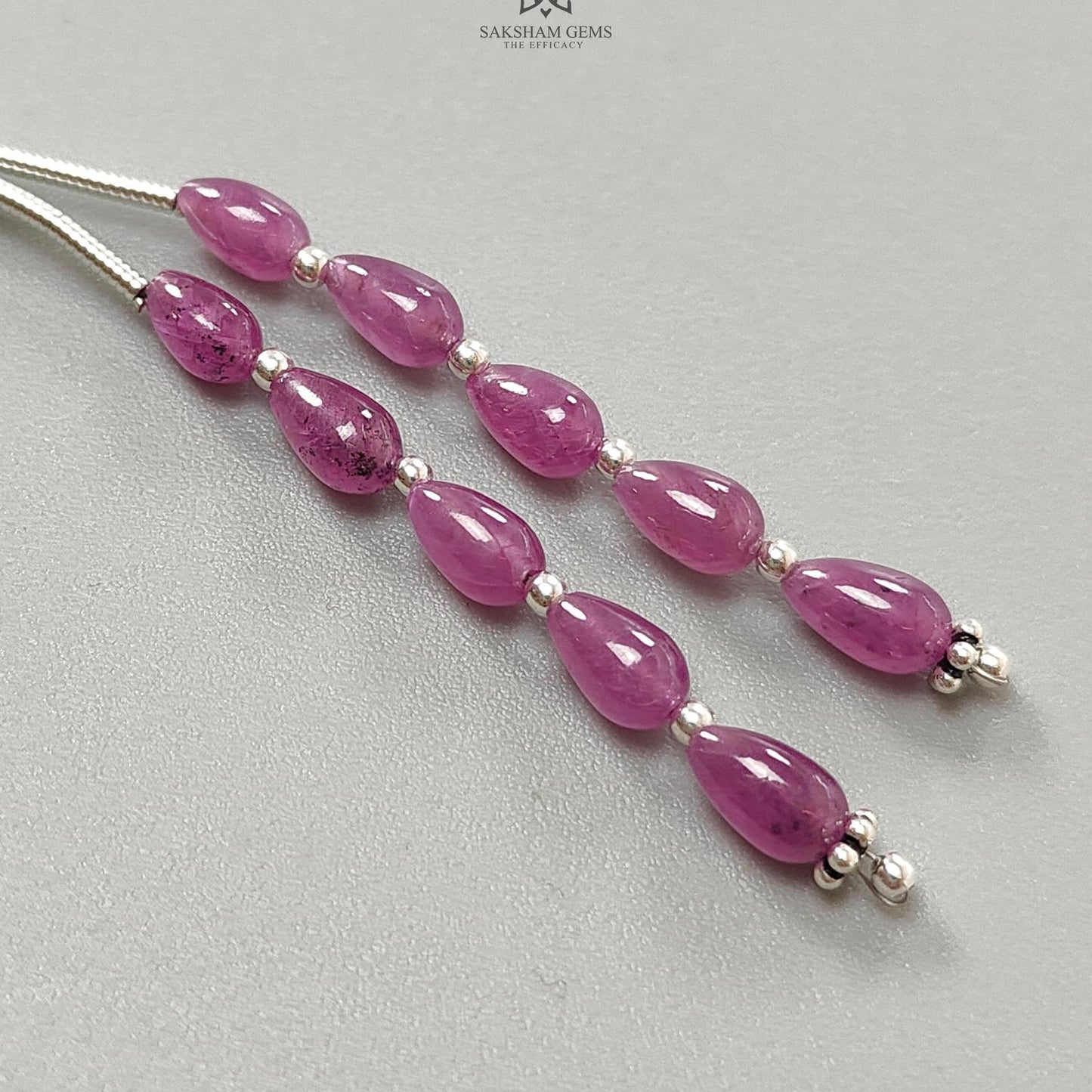 Purple Ruby Plain Loose Beads: 25.40cts Natural Untreated Ruby Cabochon Teardrops Plain Beads For Jewelry 6mm 1.50" 1 Strand