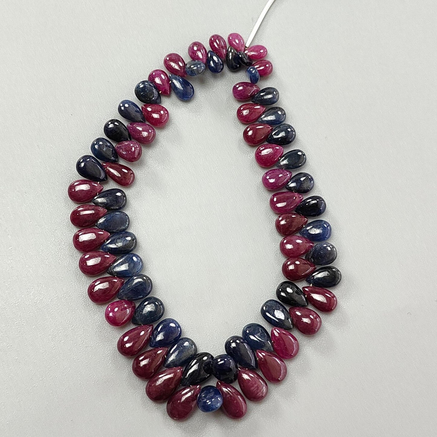 Ruby, Blue Sapphire Smooth Loose Beads: 110.00cts (Approx) Natural Untreated Ruby Gemstone Pear Briolette Beads 6*4mm - 10*6mm 4" 1 Strand