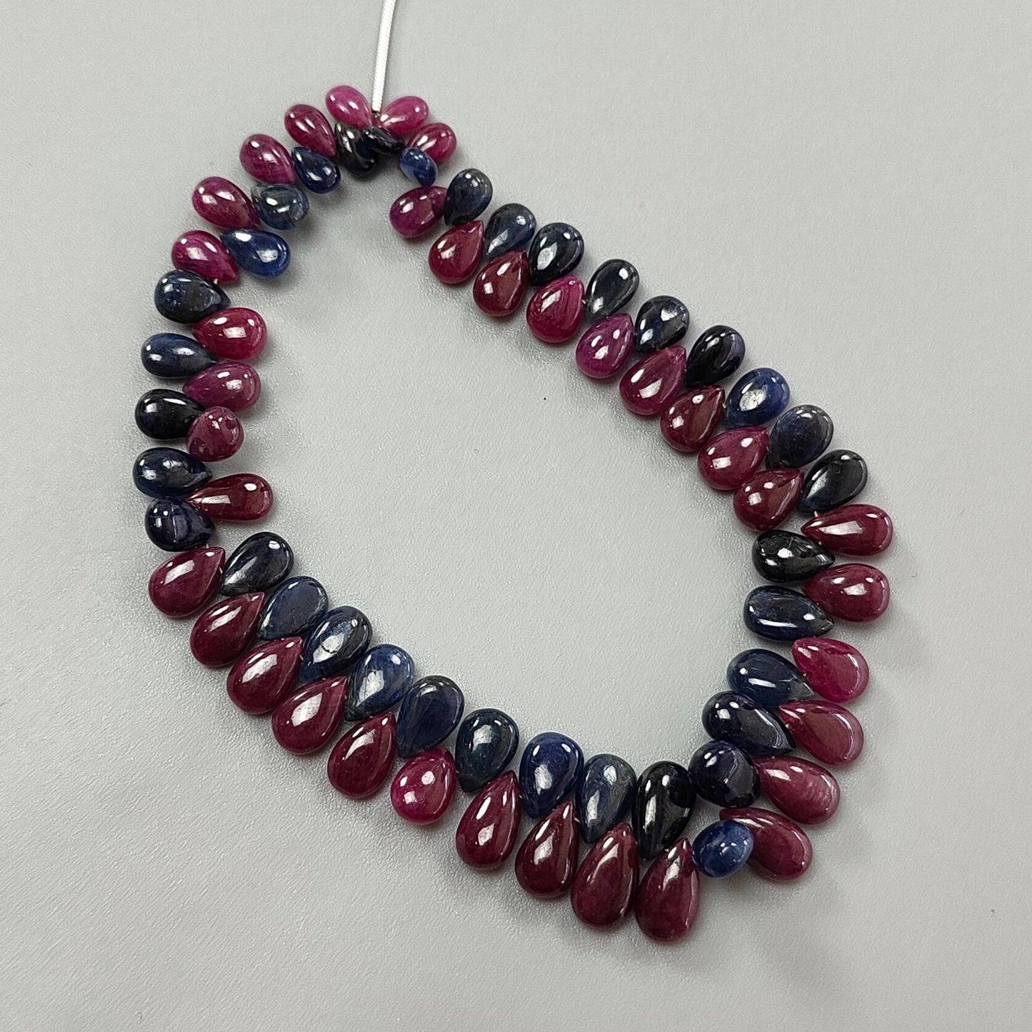 Ruby, Blue Sapphire Smooth Loose Beads: 110.00cts (Approx) Natural Untreated Ruby Gemstone Pear Briolette Beads 6*4mm - 10*6mm 4" 1 Strand