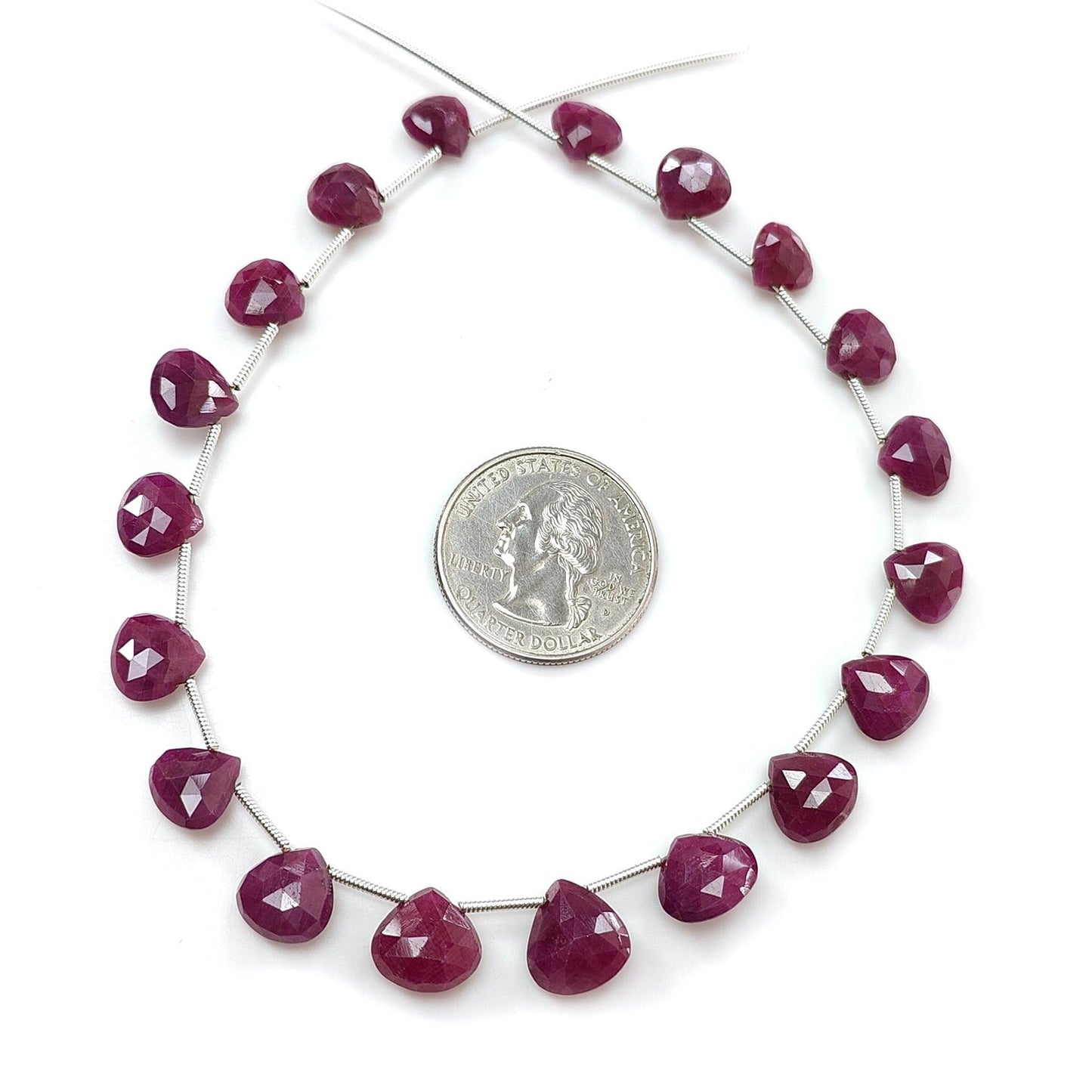 Red Ruby Faceted Loose Beads: 70.60cts Natural Untreated Unheated Ruby Gemstone Checker Cut Briolette Heart Shape Beads 8mm - 11mm