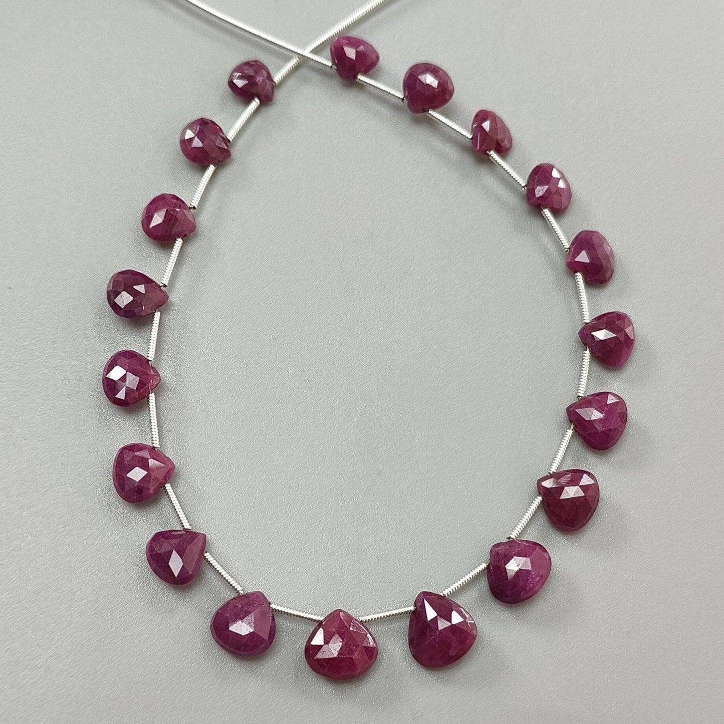 Red Ruby Faceted Loose Beads: 70.60cts Natural Untreated Unheated Ruby Gemstone Checker Cut Briolette Heart Shape Beads 8mm - 11mm