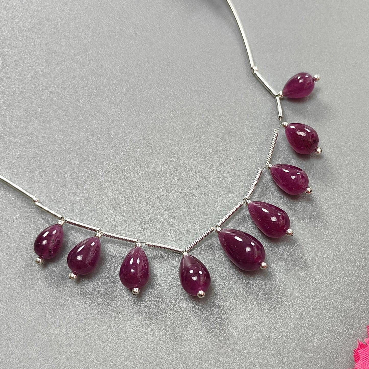 Purple Ruby Blue Sapphire Moonstone Loose Beads: Natural Untreated Ruby, Sapphire Pear, Teardrops Cushion 925 Sterling Silver Plain Beads