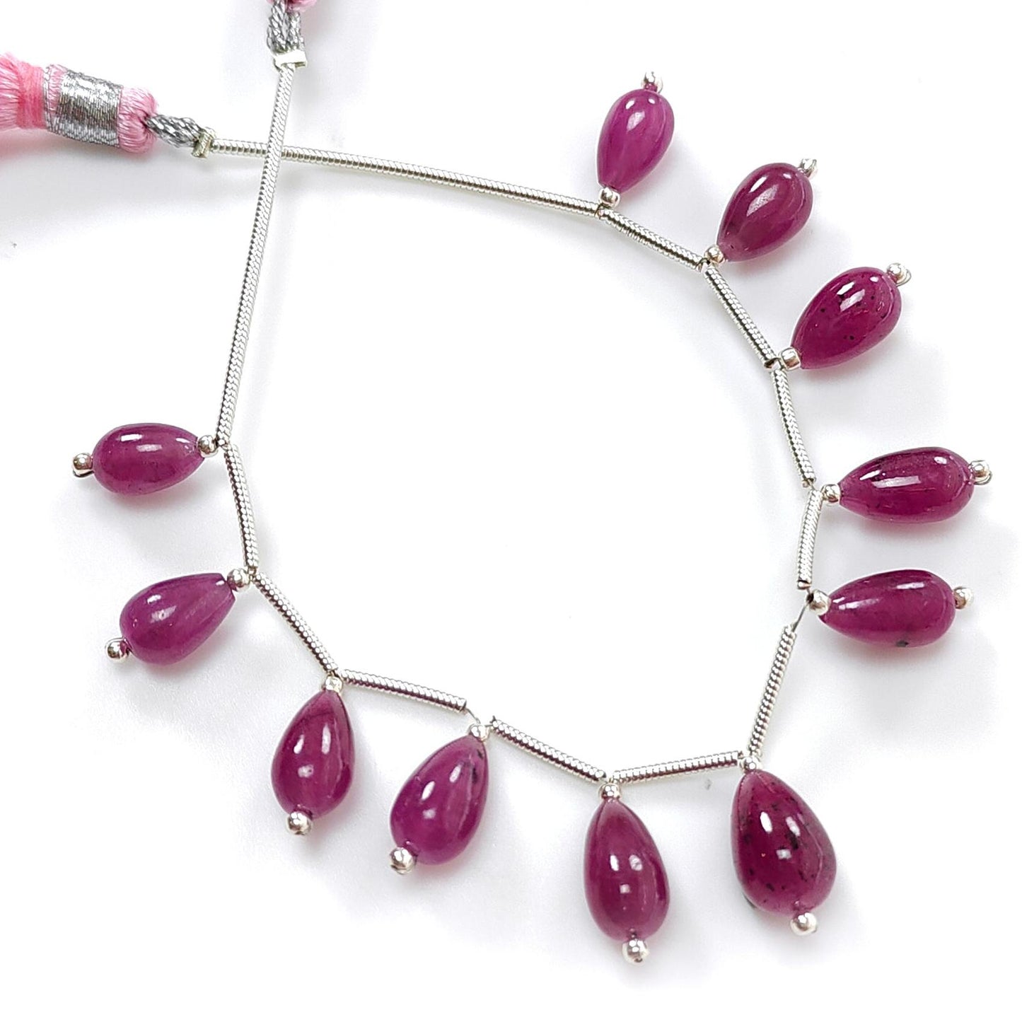 Purple Ruby Teardrop Loose Beads : Natural Untreated Ruby Gemstone 925 Sterling Silver Plain Beads For Jewelry