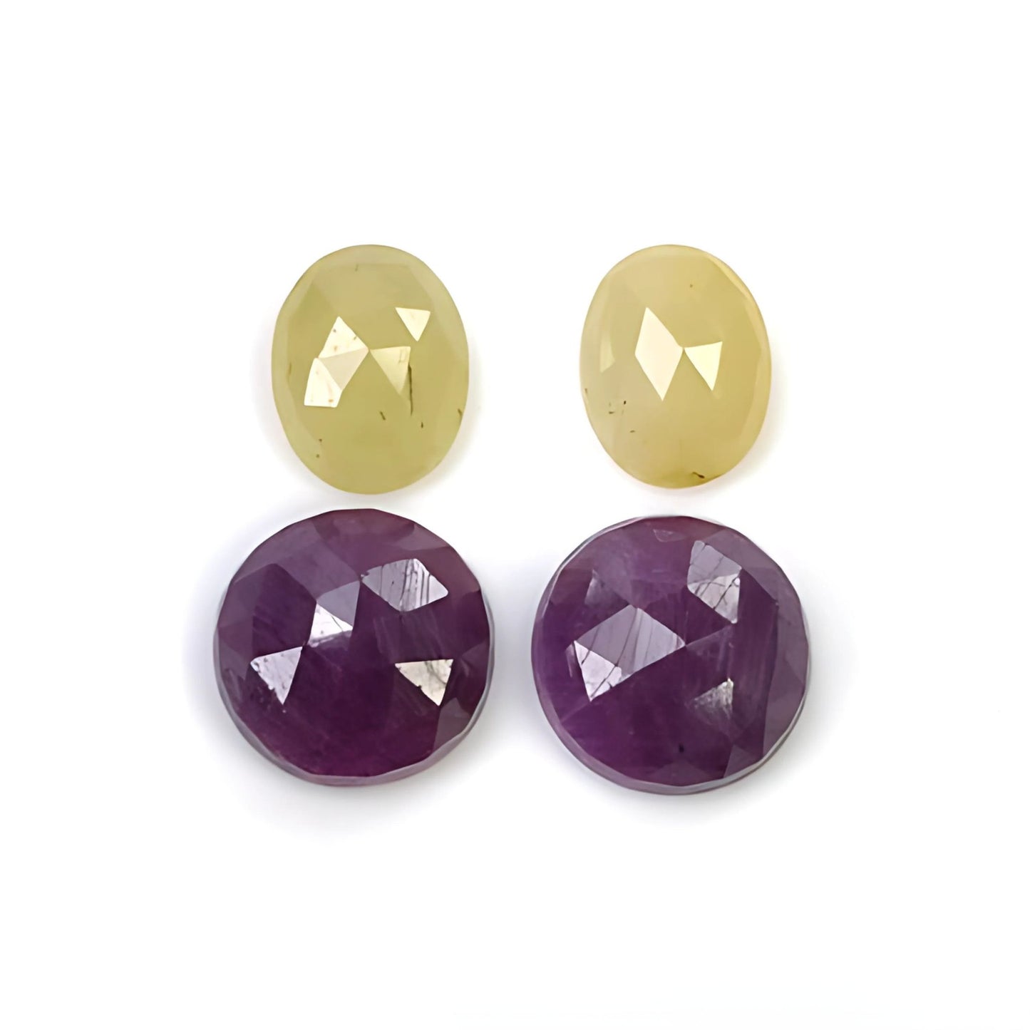 ruby, sapphire round & oval rose cut