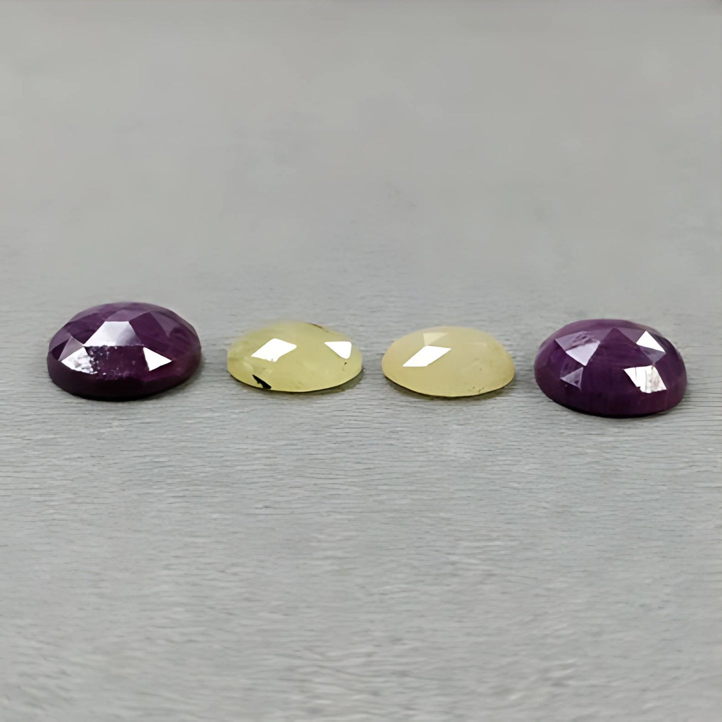 12.80cts Red Ruby & Yellow Sapphire Gemstone Rose Cut Natural Untreated Round, Oval Shap 4pcs Set
