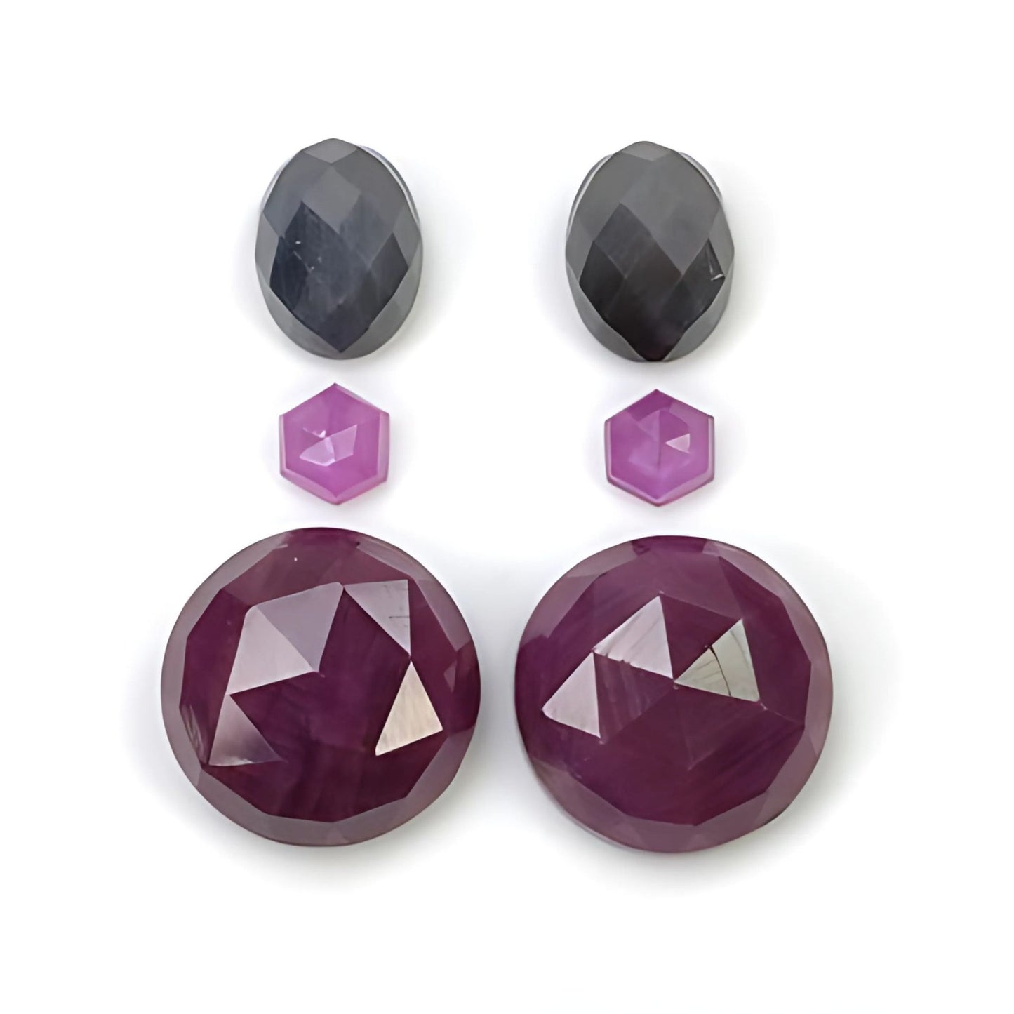 ruby, sapphire round & oval rose cut