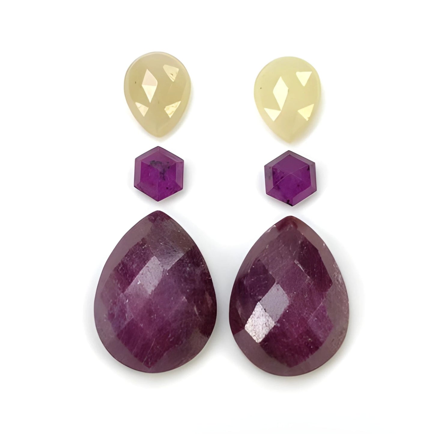 ruby, sapphire pear rose cut