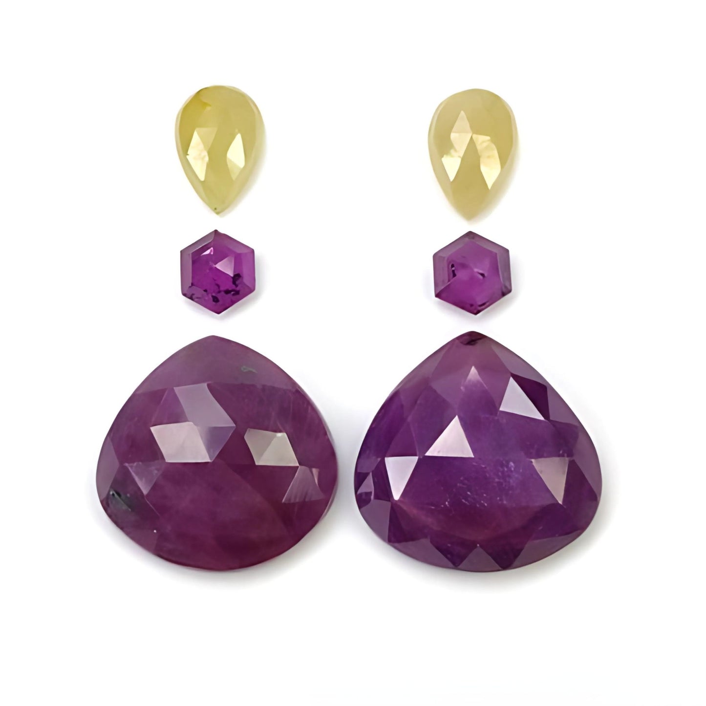ruby, sapphire pear rose cut