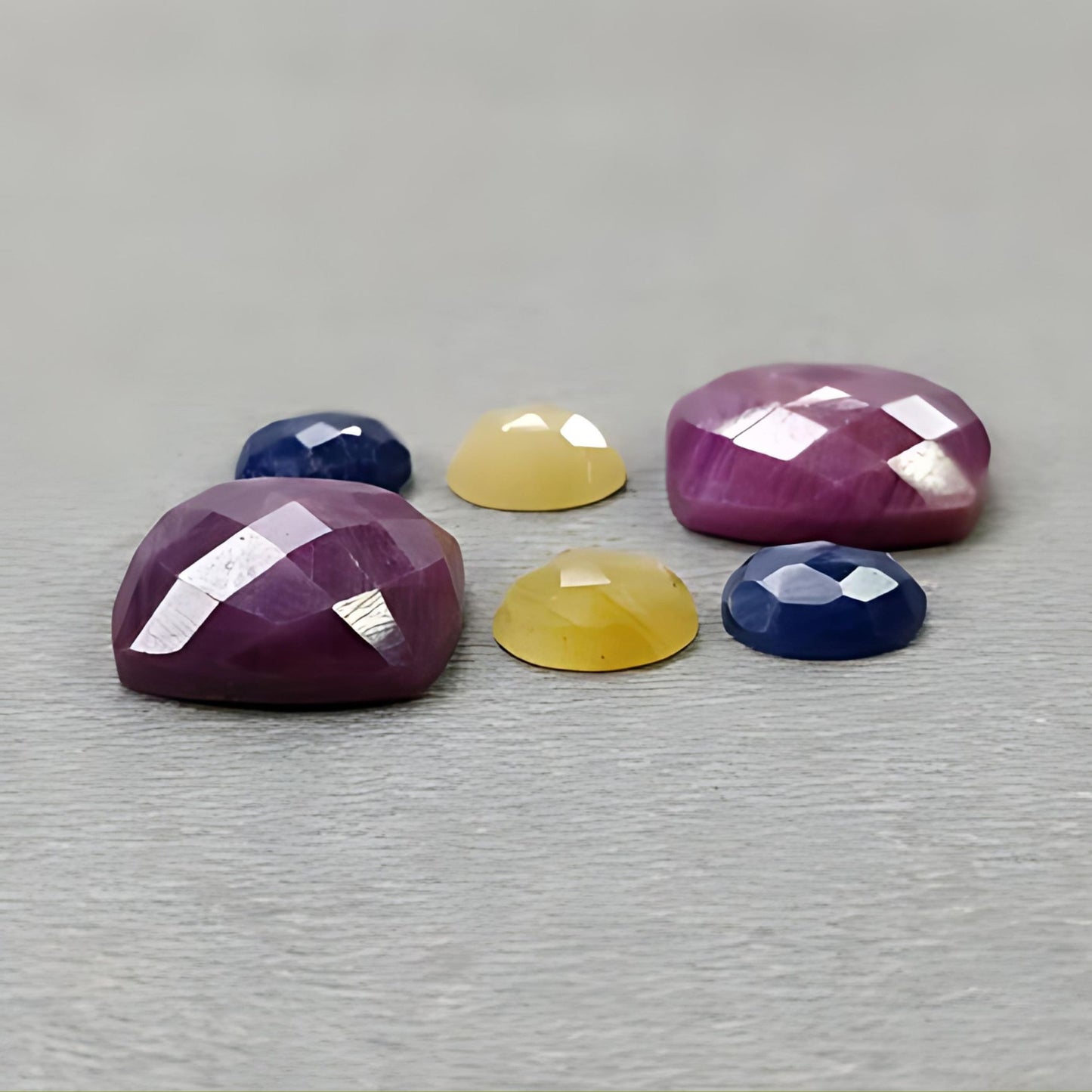 27.40cts Ruby, Sapphire Gemstone Rose Cut Natural Untreated Cushion, Oval Shap 3pcs Set