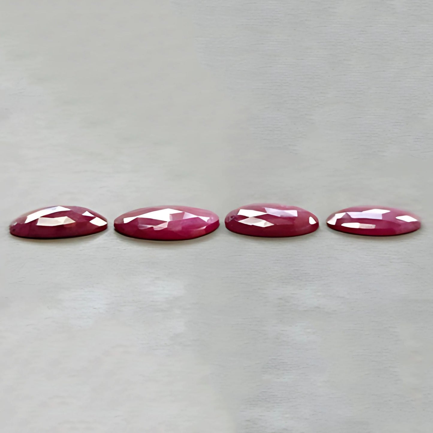 49.00cts Red Ruby Rose Cut Slices Natural Untreated Gemstone Egg 20*15mm-22*16mm 4pcs Set