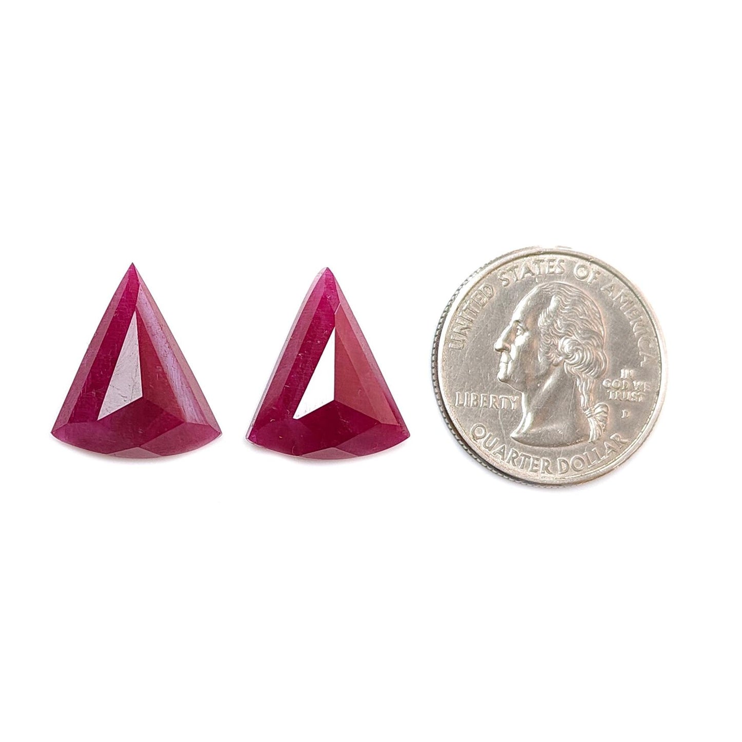 Ruby Gemstone Step Cut: 26.10cts Natural Untreated Unheated Red Ruby Triangle Shape 19*16mm Pair for Jewelry July Birthstone
