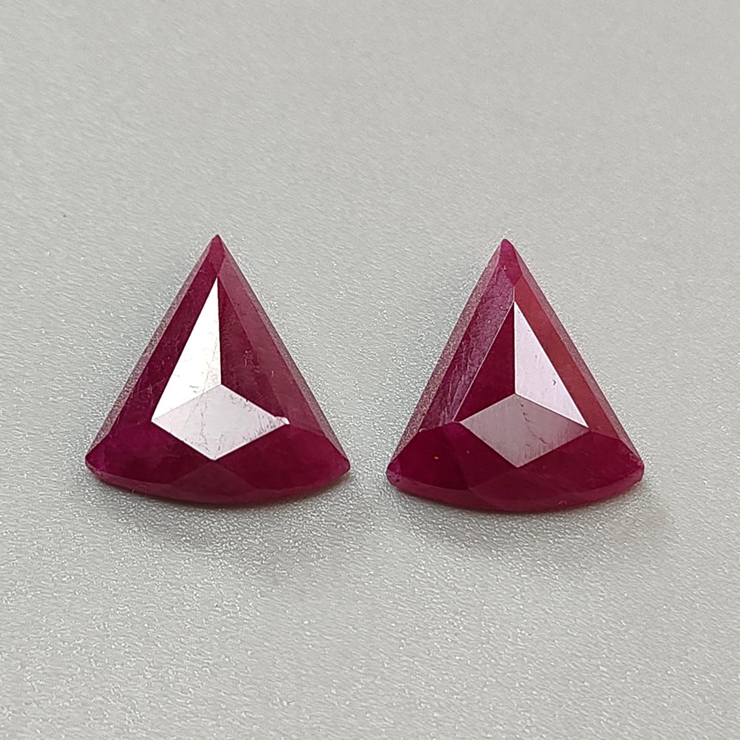 Ruby Gemstone Step Cut: 26.10cts Natural Untreated Unheated Red Ruby Triangle Shape 19*16mm Pair for Jewelry July Birthstone