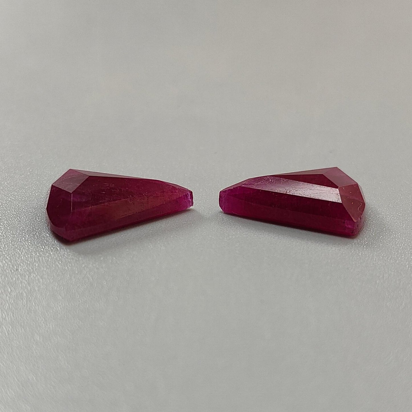 Ruby Gemstone Step Cut: 26.10cts Natural Untreated Unheated Red Ruby Triangle Shape 19*16mm Pair for Jewelry July Birthstone