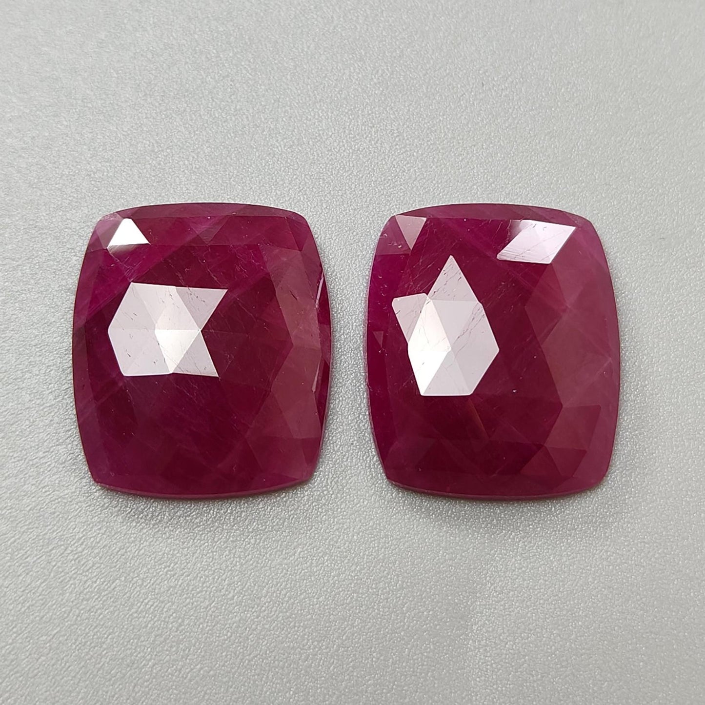 Ruby Gemstone Rose Cut Slices: 40.20cts Natural Untreated Red Ruby Cushion Shape 20*17mm - 20*17.5mm 2pcs Set for Jewelry July Birthstone