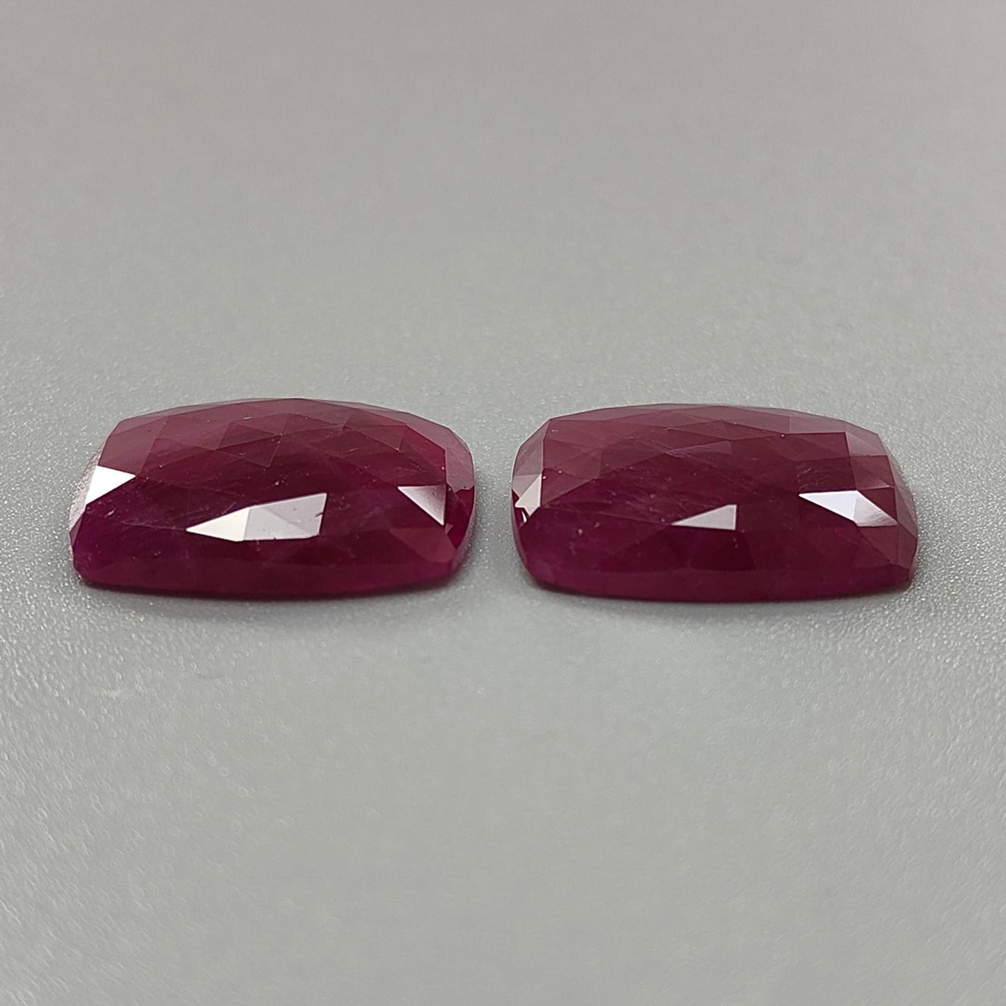 Ruby Gemstone Rose Cut Slices: 40.20cts Natural Untreated Red Ruby Cushion Shape 20*17mm - 20*17.5mm 2pcs Set for Jewelry July Birthstone
