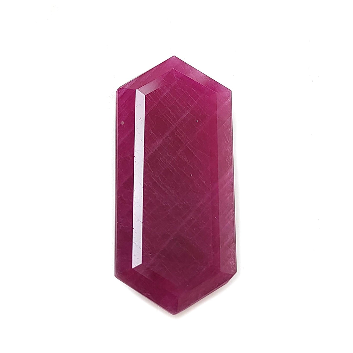 Ruby Gemstone Step Cut: 26.10cts Natural Untreated Unheated Red Ruby Hexagon Shape 31*14mm 1pc for Jewelry July Birthstone
