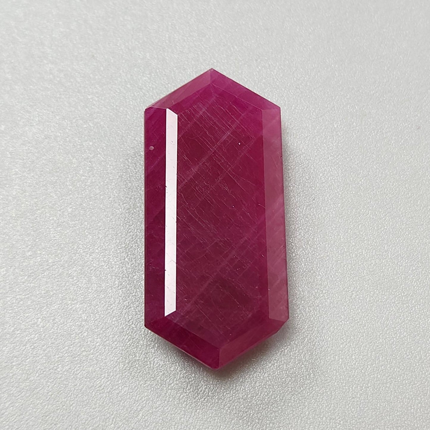 Ruby Gemstone Step Cut: 26.10cts Natural Untreated Unheated Red Ruby Hexagon Shape 31*14mm 1pc for Jewelry July Birthstone