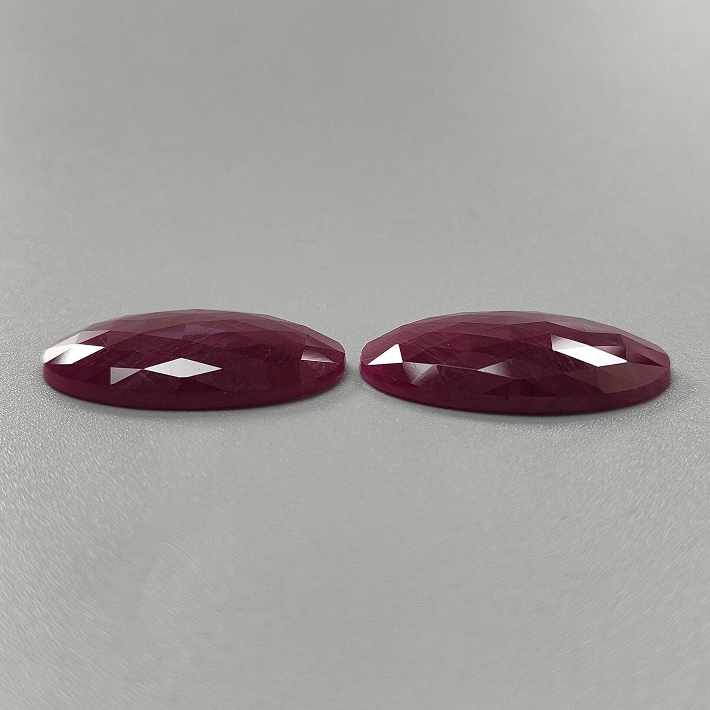 Ruby Gemstone Rose Cut Slices: 71.10cts Natural Untreated Unheated Red Ruby Oval Shape 32*20mm Pair for Jewelry July Birthstone