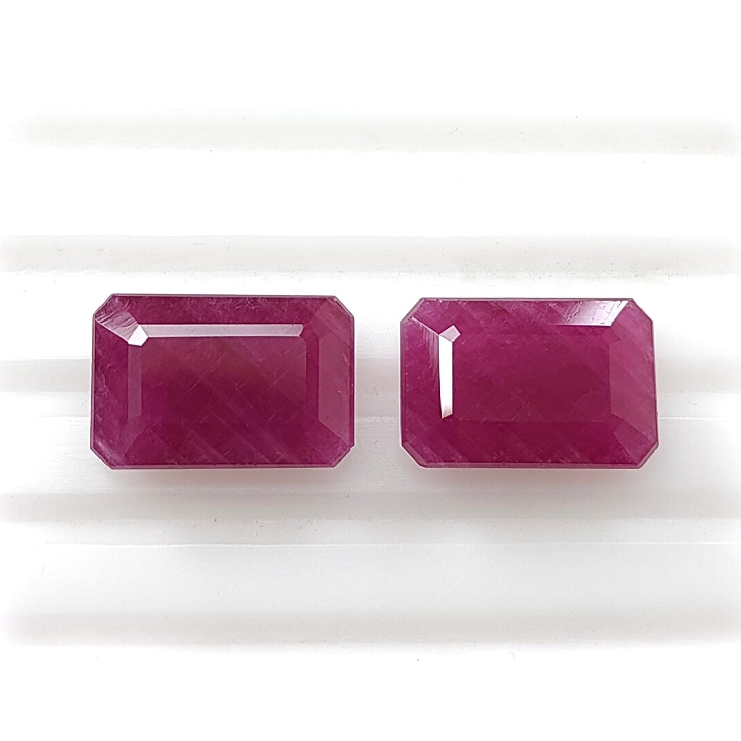 Ruby Gemstone Faceted Cut: 10.00cts Natural Untreated Unheated Red Ruby Rectangle Shape 12*8mm Pair for Jewelry July Birthstone