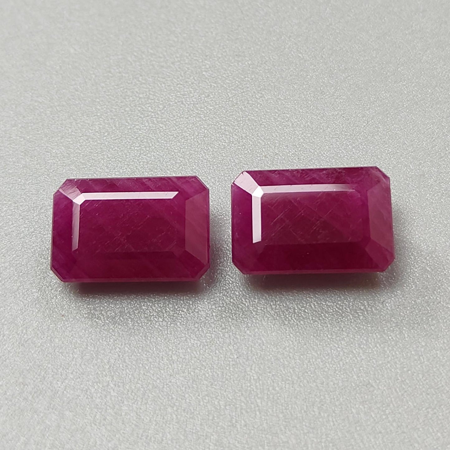 Ruby Gemstone Faceted Cut: 10.00cts Natural Untreated Unheated Red Ruby Rectangle Shape 12*8mm Pair for Jewelry July Birthstone