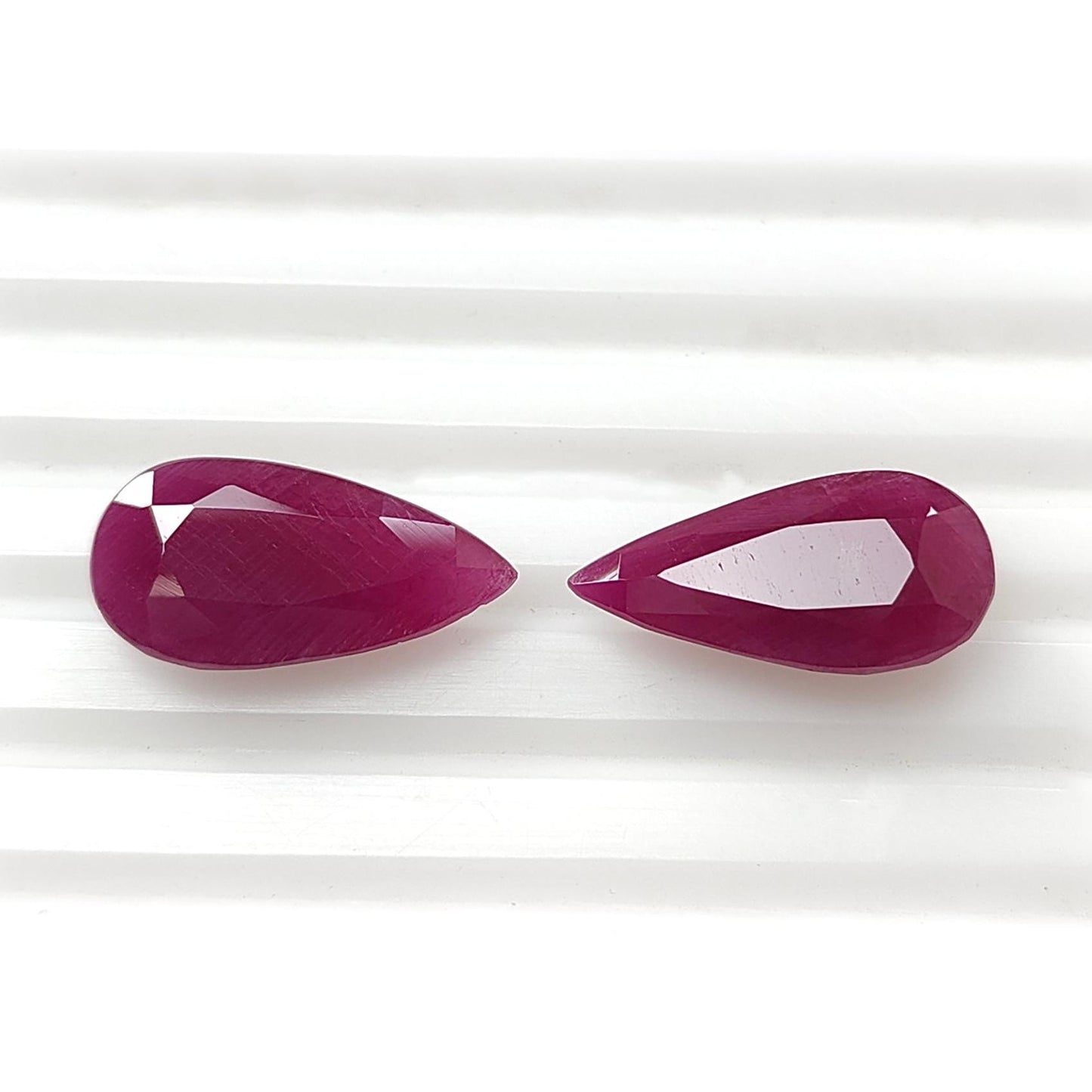 Ruby Gemstone Faceted Cut: 10.40cts Natural Untreated Unheated Red Ruby Pear Shape 16*8mm Pair for Jewelry July Birthstone