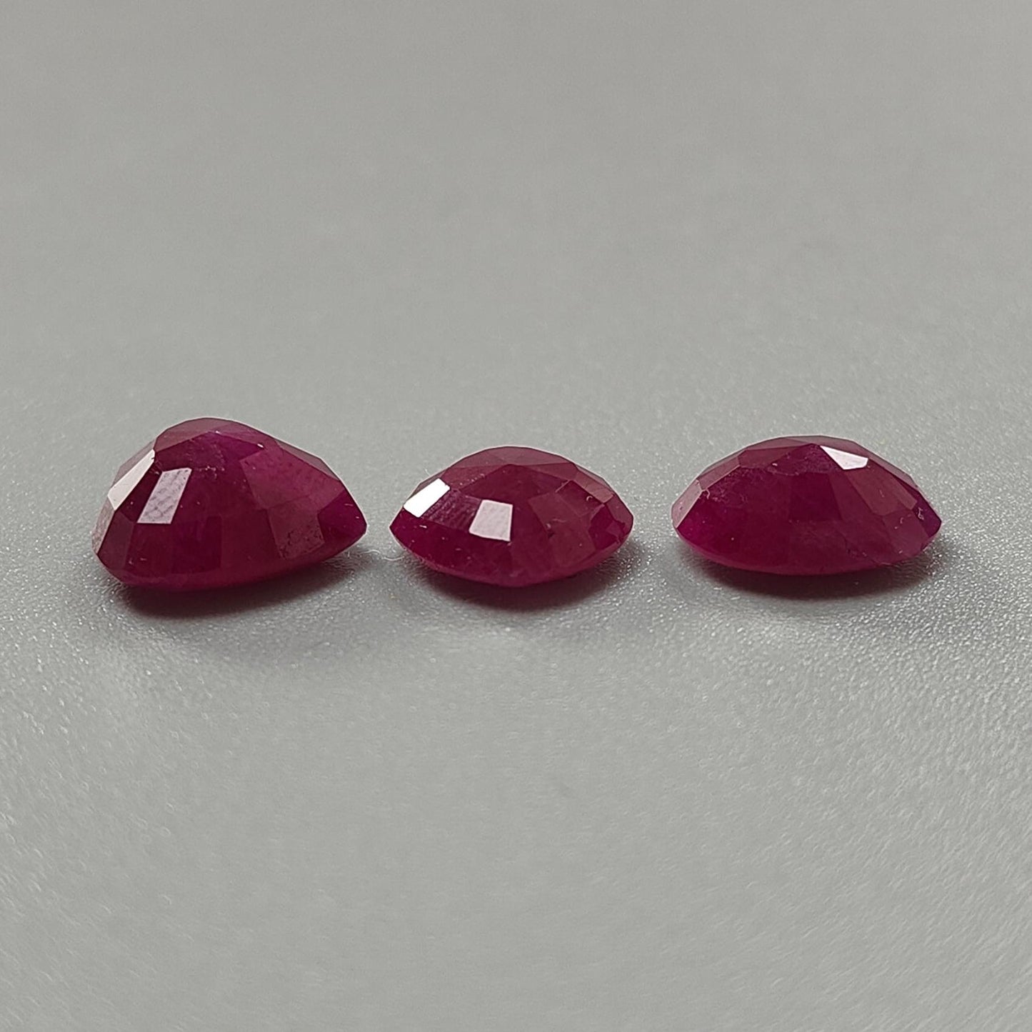 Ruby Gemstone Faceted Cut: 14.60cts Natural Untreated Red Ruby Cushion, Heart & Oval Shape 9mm - 11*9mm 3pcs Set for Jewelry July Birthstone