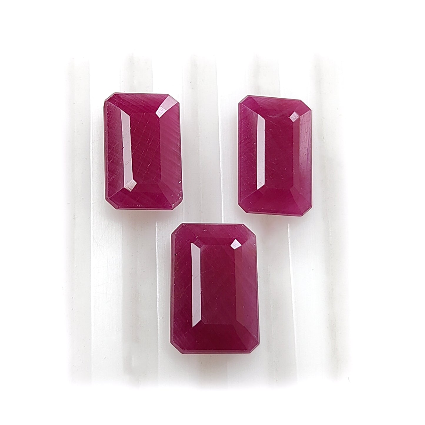 red ruby baguette faceted cut