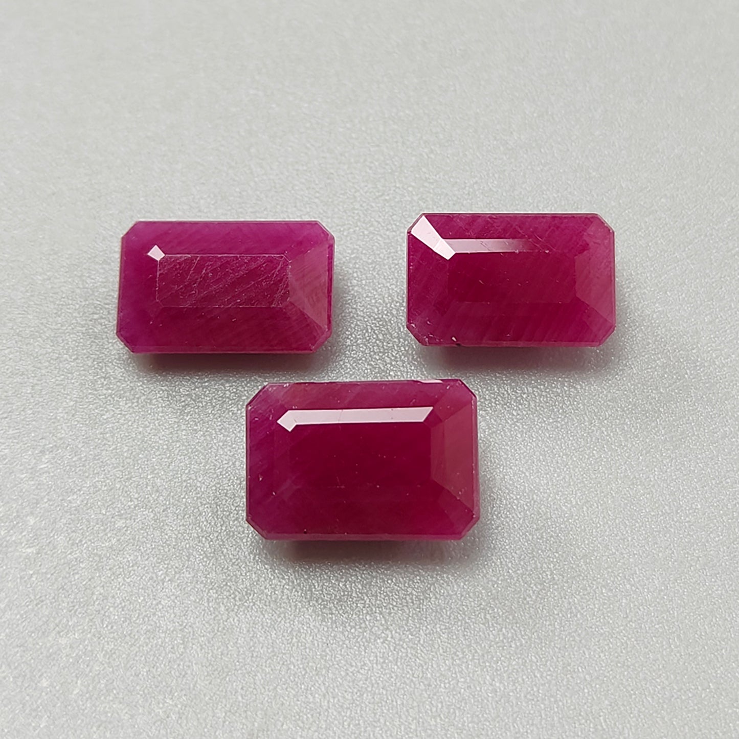 Ruby Gemstone Faceted Cut: 14.60cts Natural Untreated Unheated Red Ruby Baguette Shape 11*7mm - 12*8mm 3pcs for Jewelry July Birthstone