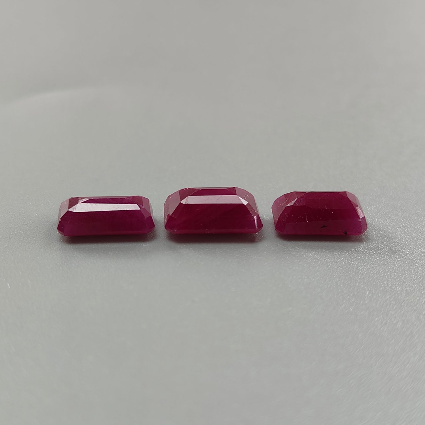 Ruby Gemstone Faceted Cut: 14.60cts Natural Untreated Unheated Red Ruby Baguette Shape 11*7mm - 12*8mm 3pcs for Jewelry July Birthstone